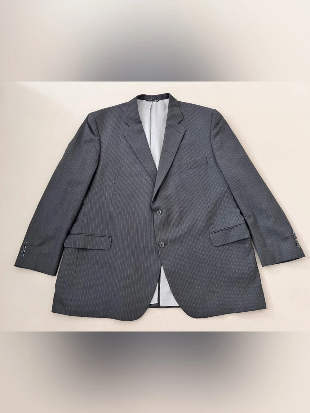 Vintage Jack Victor Gray Pinstripe Suit 52L 47W